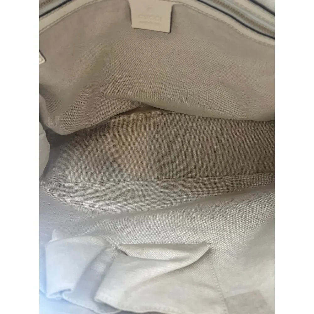 Gucci Vintage Web Leather Heritage Hobo Bag White Shoulder Bag - Picture 14 of 16